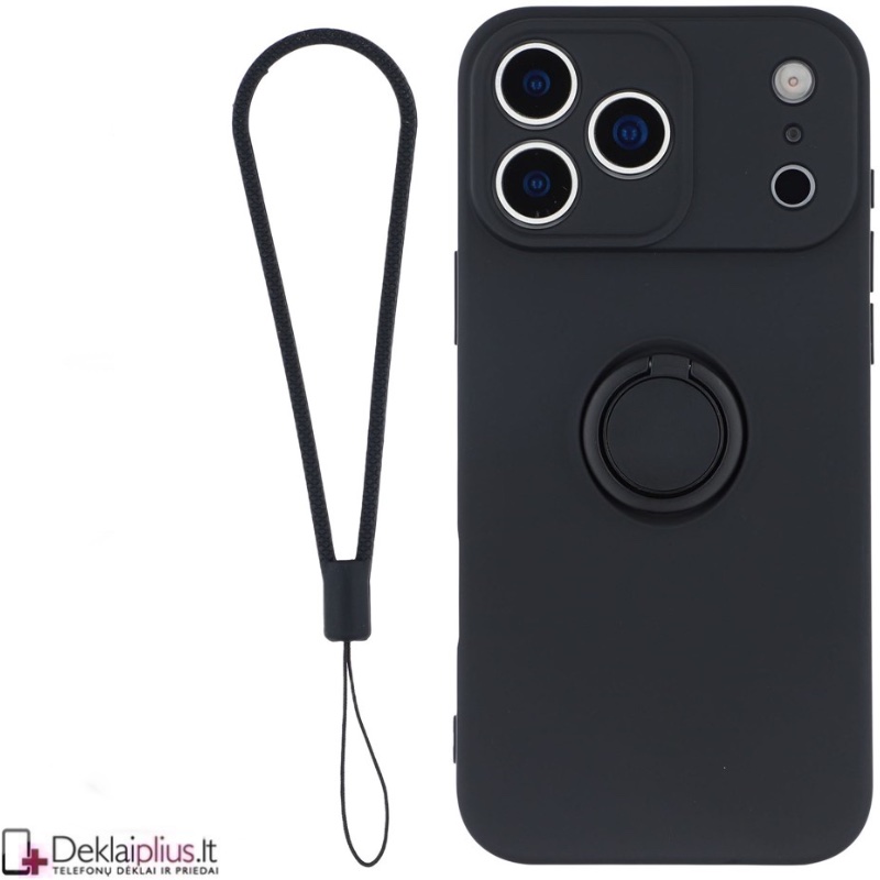 Guminis dėklas su žiedu - juodas (Apple Iphone 17 Pro/Iphone 18 Pro) Guminis dėklas su žiedu - juodas (Apple Iphone 17 Pro/Iphone 18 Pro)